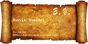 Benik Vendel névjegykártya